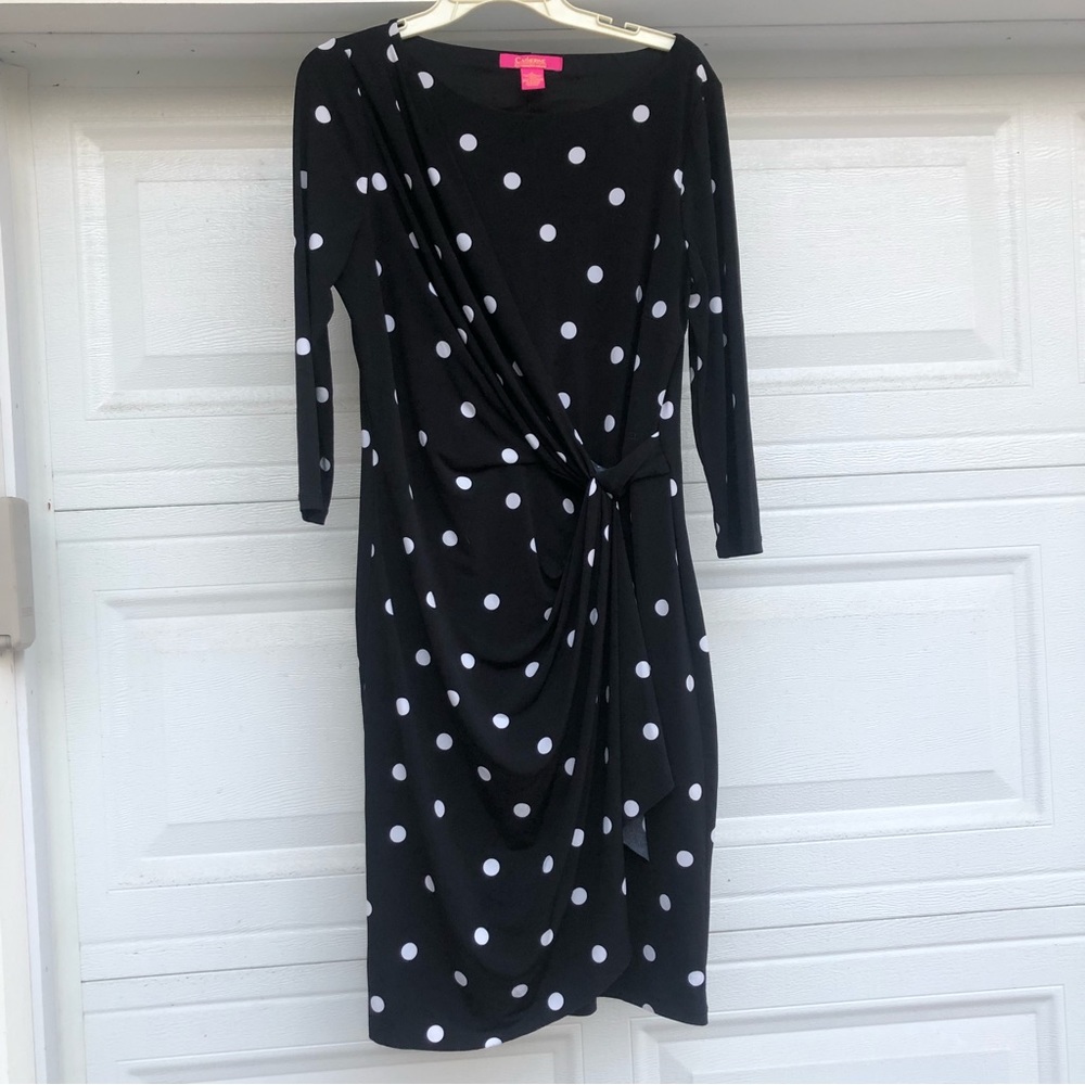 Polka Dot Dress with Side Ruching